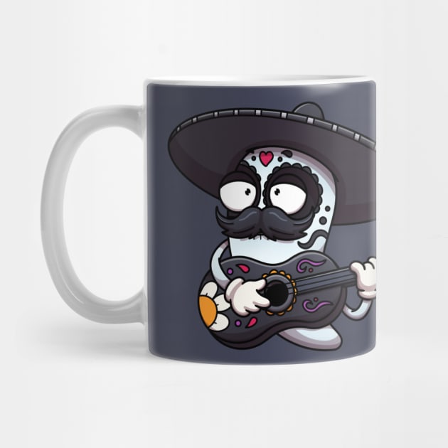 Mexican Sugar Skull Pepper Playing Guitar by TheMaskedTooner